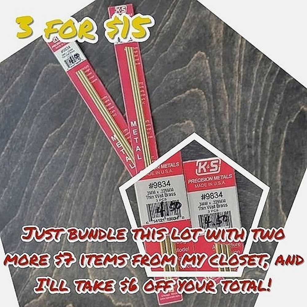 BNWT Precision Metal 3mm × .225mm thin wall brass tubes | Lot of 2 × 3 Packs